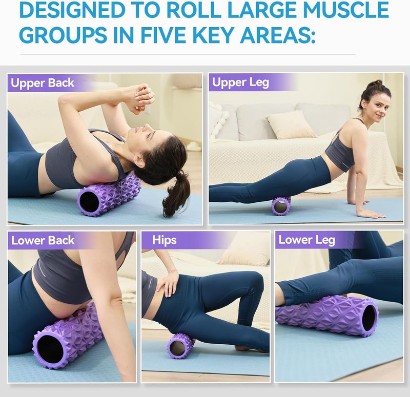 Zmarthumb Foam Roller - 15 inch Deep Tissue Massager for Muscle Massage, Myofascial Trigger Point Release, Exercise, Yoga, Pilates & Stretching(Purple) - Image 5